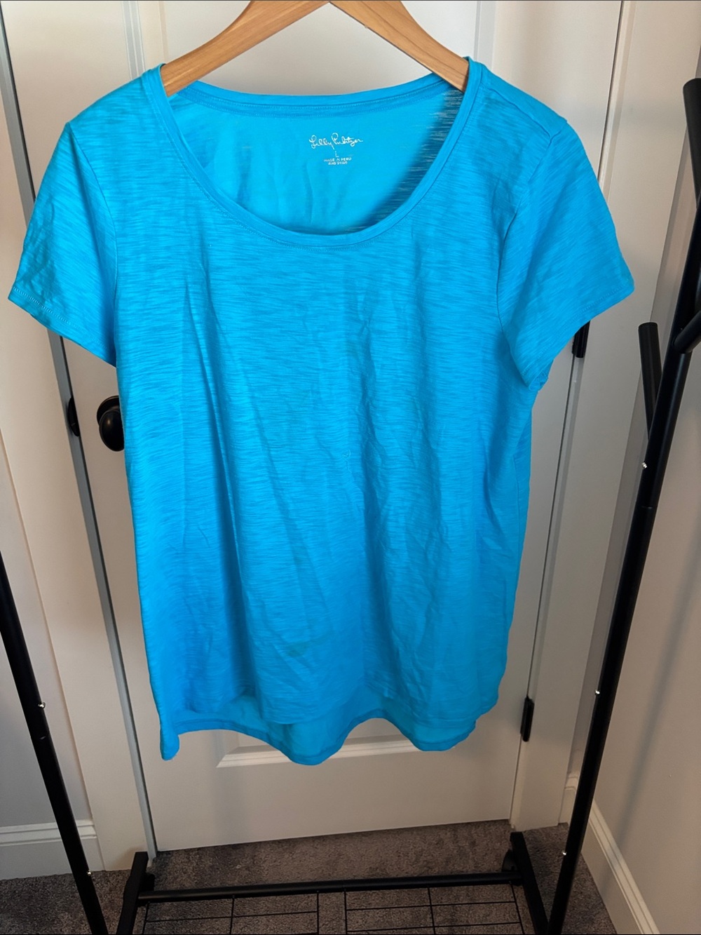 Lilly Pulitzer Etta Aqua Scoop Neck Short Sleeve Tee